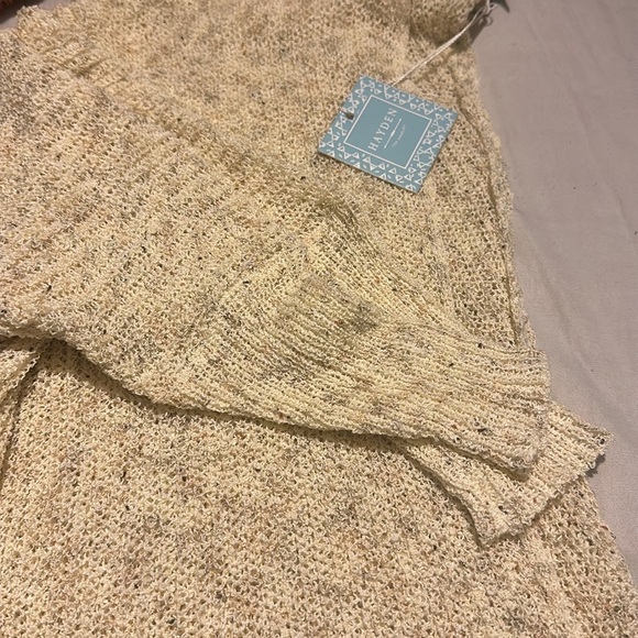 NWT Hayden Los Angeles Semi-Sheer Dolman Sleeve Cardigan Sweater in tan - Picture 10 of 10